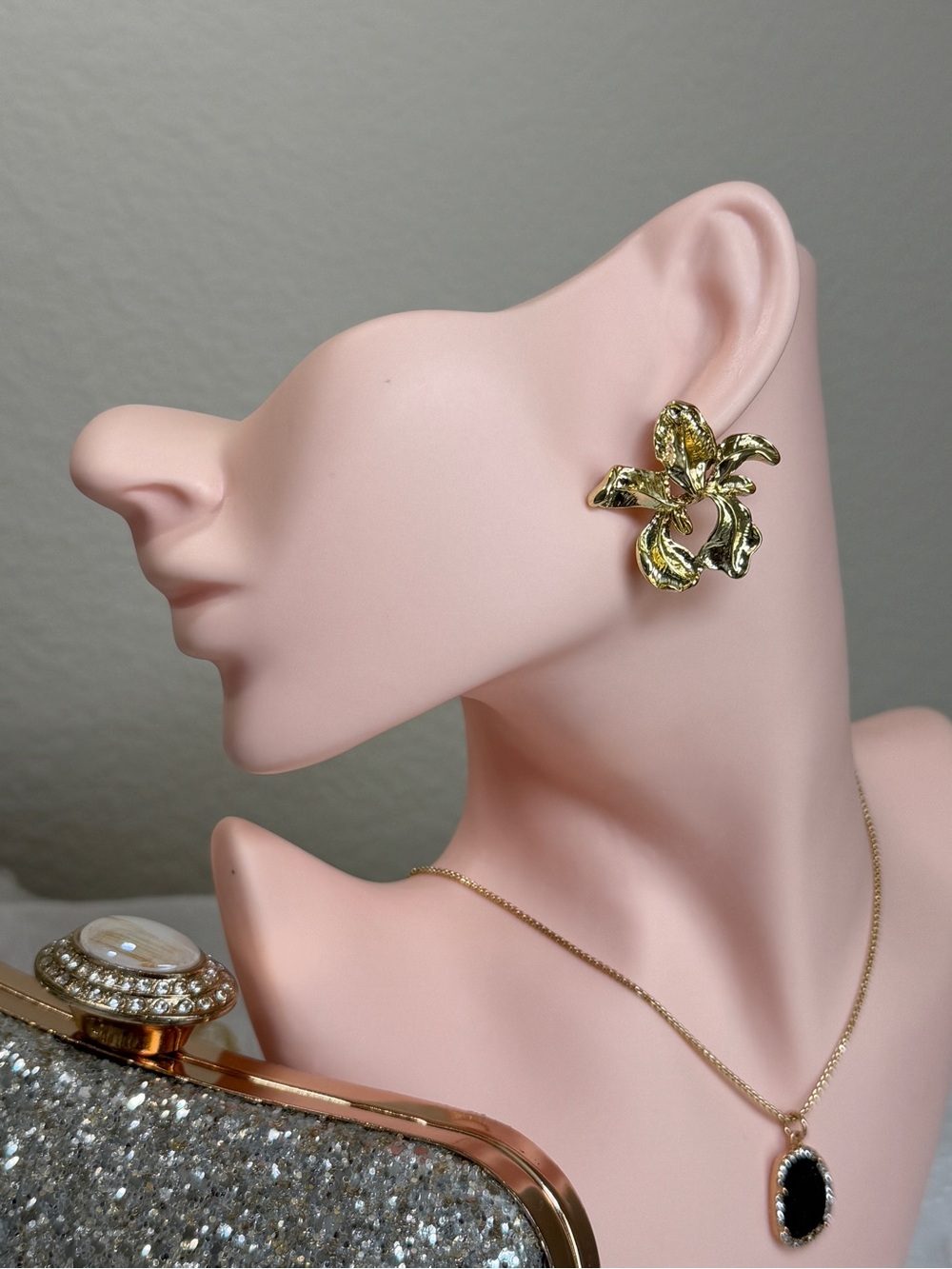Gold Floral Statement Earrings - Women's Jewelry
